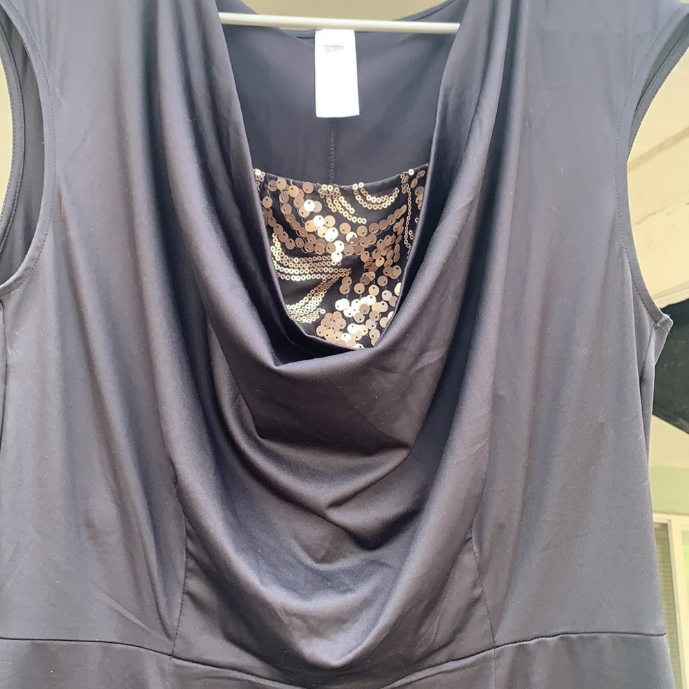 Black Cocktail Dress with Gold Design - Picture 3 of 10
